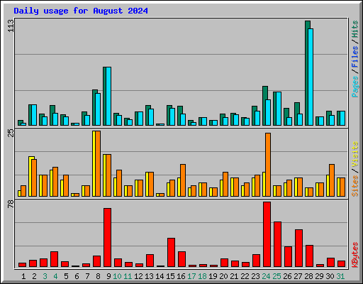 Daily usage for August 2024