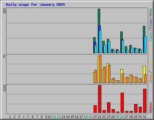 Daily usage for January 2025