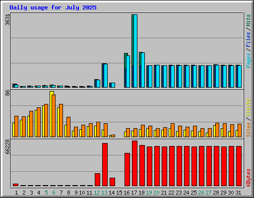 Daily usage for July 2025